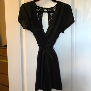 2 for $25 Black v-neck lace romper with tie waist
